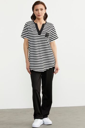 Sementa Black Comfortable Striped Combed Cotton Set