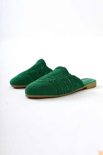 Limoya Mary Jane Green Knitted Women's Slippers