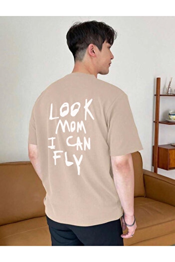 khufu Μπλουζάκι Unisex Oversize ΜΠΕΖ - Εκτυπωμένο 'MOM I CAN FLY'
