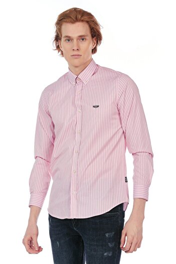 Galvanni Pink Men's Shirt - Korho Pink Striped
