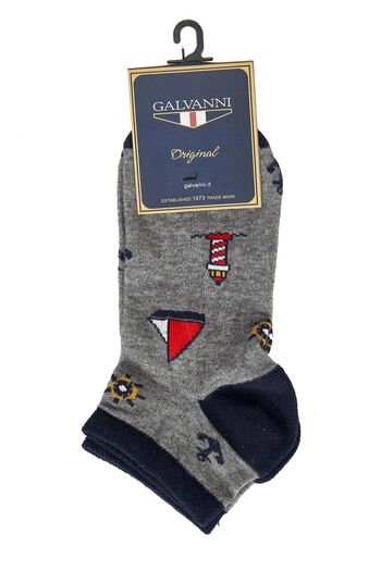 Galvanni Men's Dark Navy Blue Socks - Puntana Dress Blues Multi