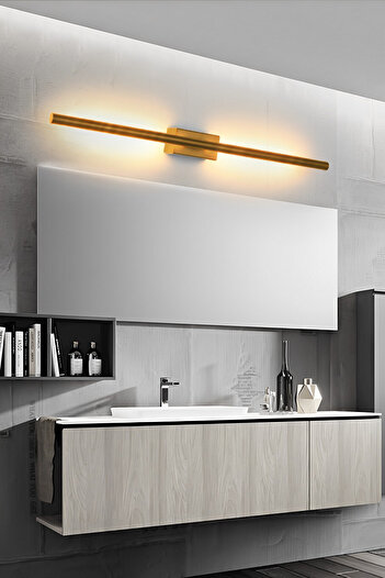 LIGHTMORE Modern Dekoratif Çubuk Led Duvar Aplik 70 Cm Bronz Profil (dikdörtgen Rozanslı) 3000k Sarı Işık