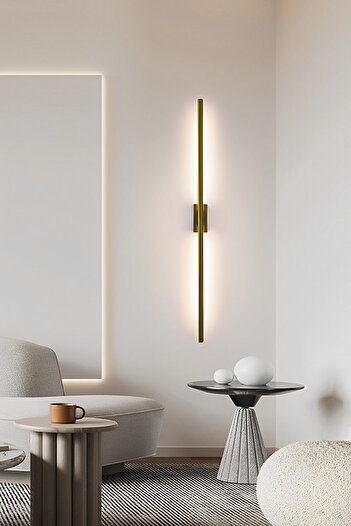 LIGHTMORE Modern Dekoratif Çubuk Led Duvar Aplik 70 Cm Bronz Profil (dikdörtgen Rozanslı) 3000k Sarı Işık