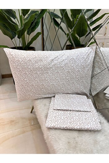 micoton Double Patterned Cotton 100% Elasticless Sheet and Pillow Set