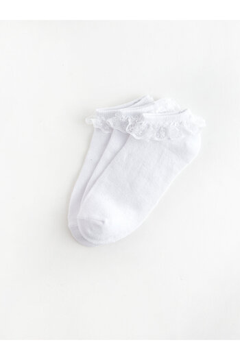 LC Waikiki Lcw Lace Detailed Girls' Booties Socks 3-Piece