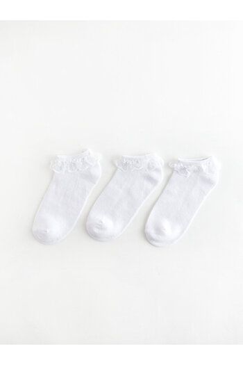 LC Waikiki Lcw Lace Detailed Girls' Booties Socks 3-Piece
