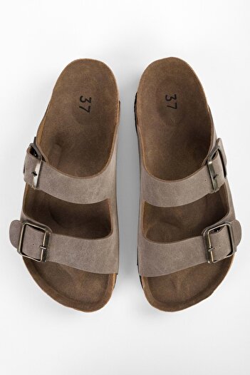 Shoeberry Soan Mink Women's Slippers - Thick Sole and Belt Detail