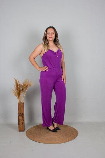 Truva XXL TruvaXXL Large Size Sling Jumpsuit - Candy Fabric, Purple T181