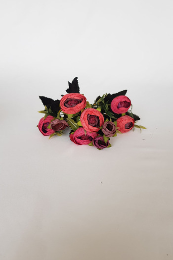 adresiburasi Artificial 6 Branches Peony Rose Bunch Red
