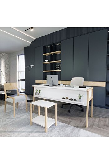lagomood Zenith Ofis Masa Takımı Beyaz Meşe