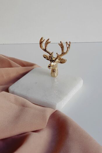 ioadesign Marble Turkish Delight Bowl with Deer Figure - Gold Color