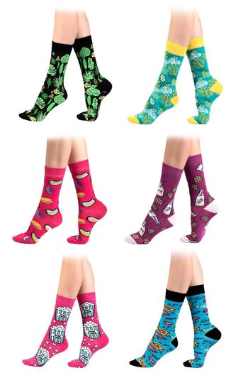 Ozzy Pack of 6 Organic Cotton Seamless Women's Multicolored Patterned Socks 11