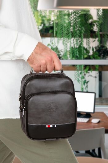 Newish Adelina Gray Crazy Leather Hand and Shoulder Bag