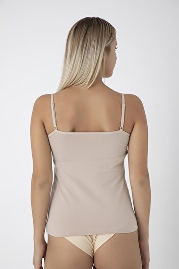 CONFEO Lycra Women's Tank Top - Thin Strap and Lace, Tan C9T0N0O108