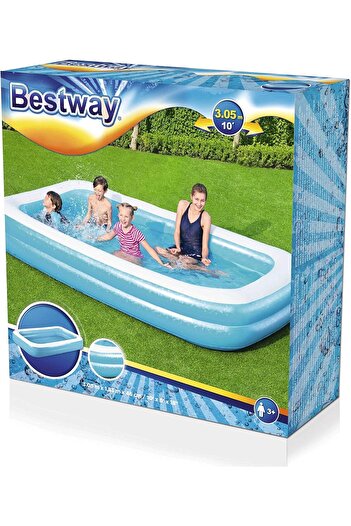 BESTWAY 1026034xxx20 54150 Aile Havuzu, Çocuklar Için Şişme Havuz, Şişirilebilir, Mavi, 305 X 183 X
