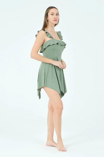 İYİBU Quick Dry Sling Ruffle Dress Swimsuit for Sea and Pool - Swimwear