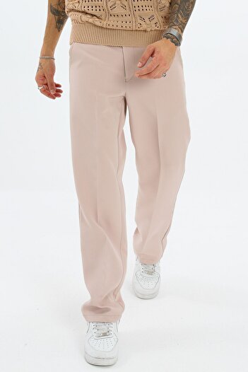 King Brothers Beige Baggy Men's Palazzo Trousers - Wide Cut