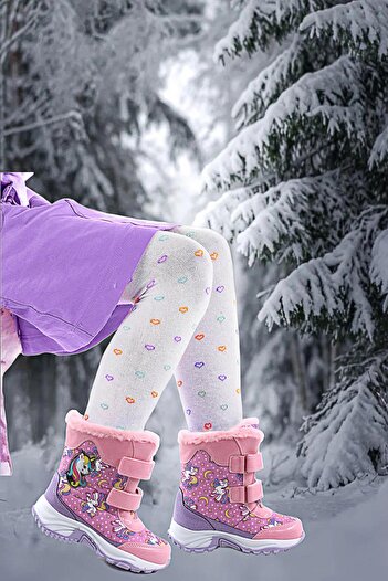 UNICORN Hafif Rahat Suya Dayanıklı Işıklı Kız Çocuk Kar Botu