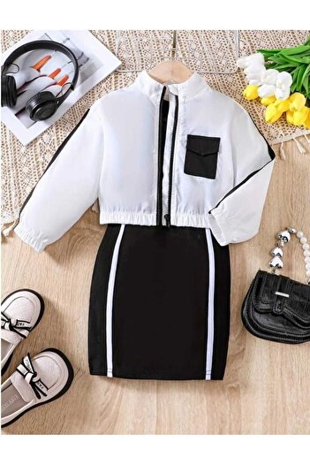 Dilek Girl's Jacket Included Dress Combination New Season Style Double Combination