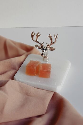 ioadesign Marble Turkish Delight Bowl with Deer Figure - Silver Color