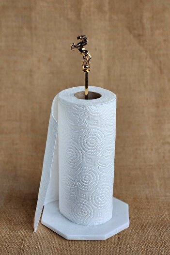 ioadesign Arya-Real Thin Marble Paper Towel Holder and Napkin Holder - Gold Metal Horse Figured