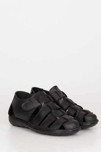 GÖNDERİ(R) Black Gön Genuine Leather Men's Sandals 42667