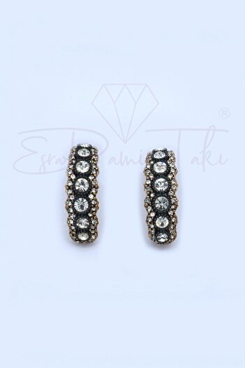 Esra Pamir Diamond Mounted Zircon Stone Earrings