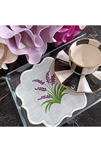 LASETU lavender patterned cocktail napkin, coffee side napkin 4 pieces
