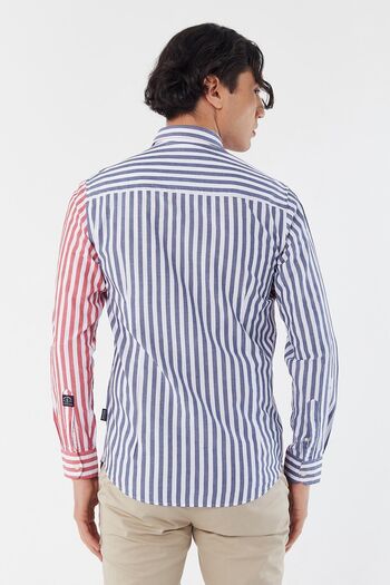 Galvanni Men's Navy Blue Shirt - Yes Navy Striped Multi
