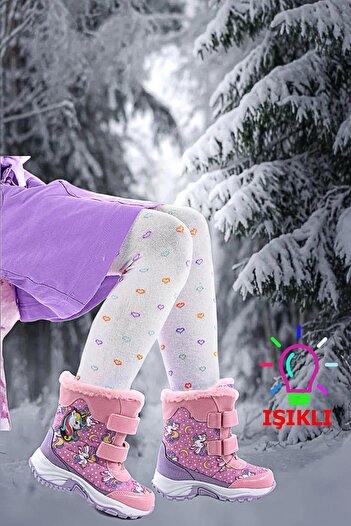 UNICORN Hafif Rahat Suya Dayanıklı Işıklı Kız Çocuk Kar Botu