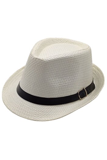 AXE SPORTSWEAR Straw Fedora Hat - Summer Belt, Stripe Detailed, Sun Protection Straw Hat
