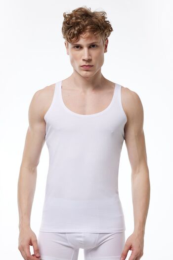 Malabadi White Modal Tank Top - Men's, Thin Straps, Non-Marking 013