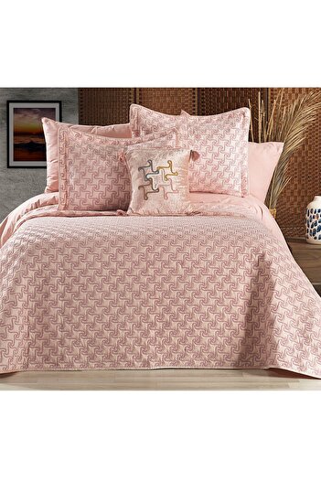 Çeyiz Diyarı Aria Double Bed Cover 4 Pieces Powder