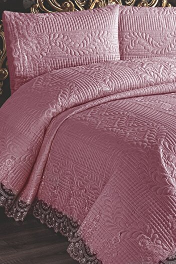 Çeyiz Diyarı Simirna Lace Ultrasonic Double Bedspread Powder