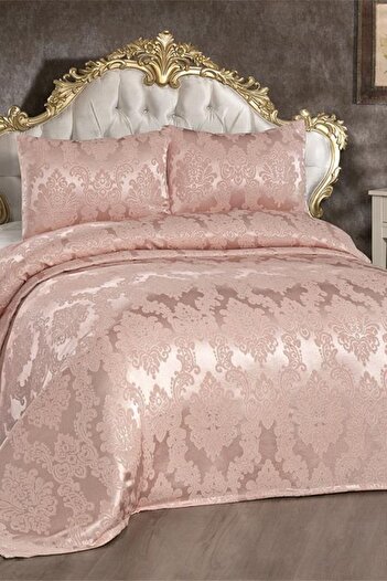 Çeyiz Diyarı Soil Jacquard Chenille Bedspread Powder