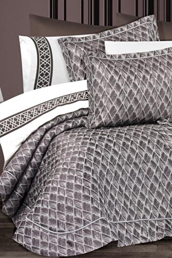 Çeyiz Diyarı Victoria 11 Piece Fiber Filled Luxury Dowry Set Brown