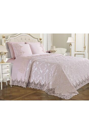 Çeyiz Diyarı French Laced Dowry Bridal Set Arus 7 Pieces Powder
