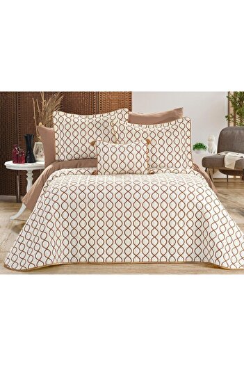Çeyiz Diyarı Brillance Double Bedspread Cream Gold