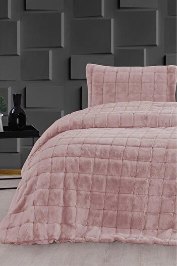 Çeyiz Diyarı Velina Plush Double Bedspread Powder