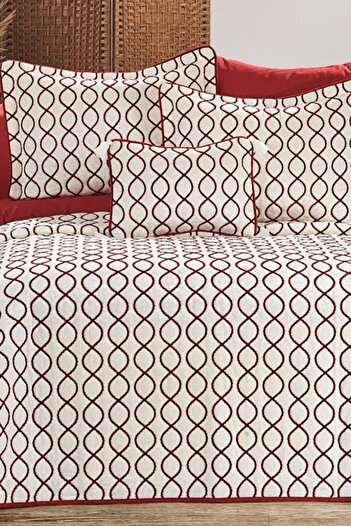 Çeyiz Diyarı Brillance Double Bedspread Cream Claret Red
