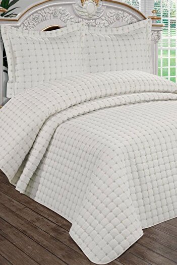 Çeyiz Diyarı Cream Festival Quilted Double Bedspread