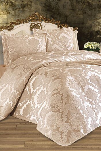 Çeyiz Diyarı Busem Jacquard Chenille Bedspread Cappucino