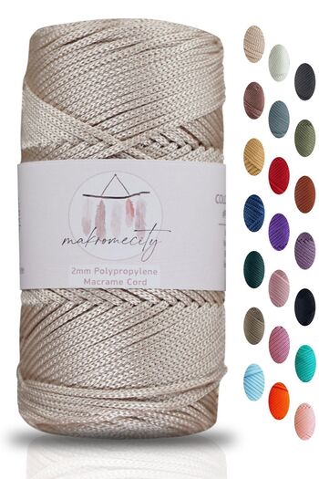 Makromecity Premium 100 gr 120m Πολυεστερικό νήμα Macrame Milk Coffee 2mm Σχοινί φορτιστή και κλωστή τσάντας