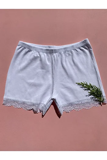 LEYNA BUTİK Pantaloni scurți din dantelă pentru femei, bumbac cu snur, 4 piese, verde-albastru-uscat, trandafir-alb – chiloți