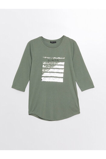 LC Waikiki Γυναικεία μπλούζα LCW - Crew Neck, Sequins με παγιέτες