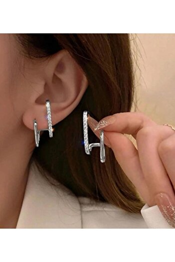 Vitastyle Double Look Zircon Jewelled Earrings