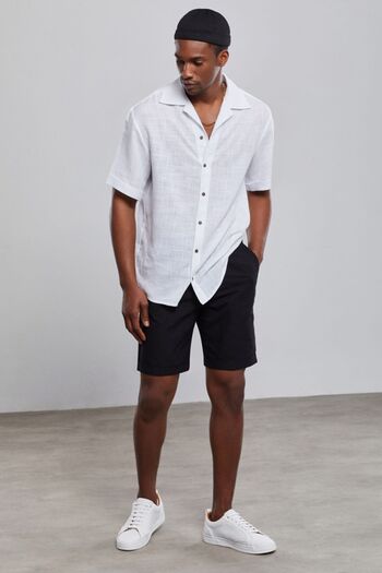 Dear Deer Black Linen Viscose Bermuda Shorts