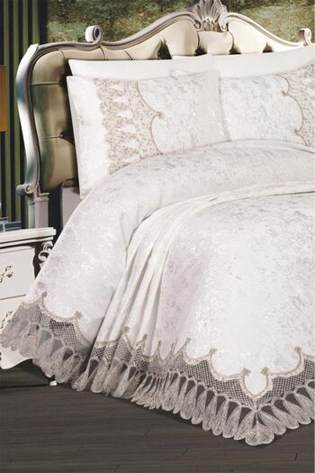 Çeyiz Diyarı French Laced Dowry 6 részes Pique Set Pelin Cream - Krém