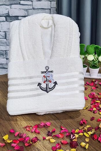Çeyiz Diyarı Sailor férfi fürdőköpeny szett krém