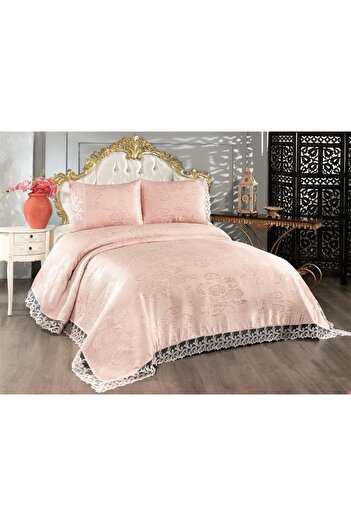 Çeyiz Diyarı French Lace Belins Double Bedspread Powder